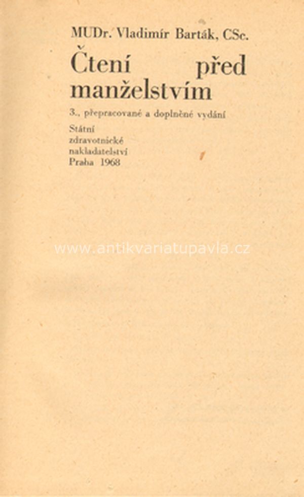 Mudr. Vladimír Barták - Čtení před manželstvím